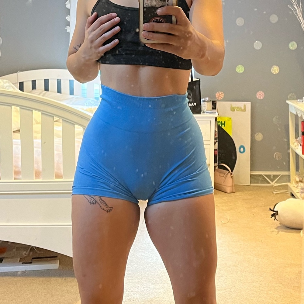 Light Blue Aurola Booty Scrunch Shorts